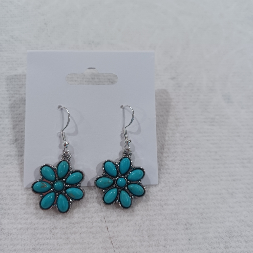 Turquoise Flower Drop Earrings
